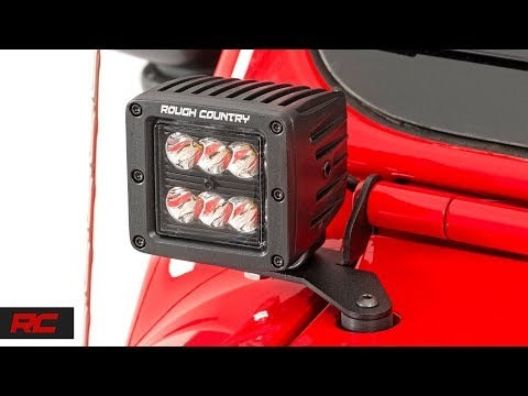 Rough Country - LED Light - Hinge Mnt - 2" Black Pair - Jeep Gladiator JT/Wrangler 4xe/Wrangler JL (18-23) - 70052