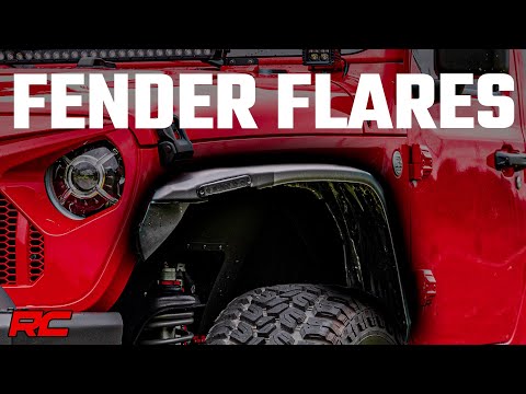 Rough Country High Clearance LED Flat Fender Flare Kit - UV Treated - - Jeep Wrangler JL (18-23)