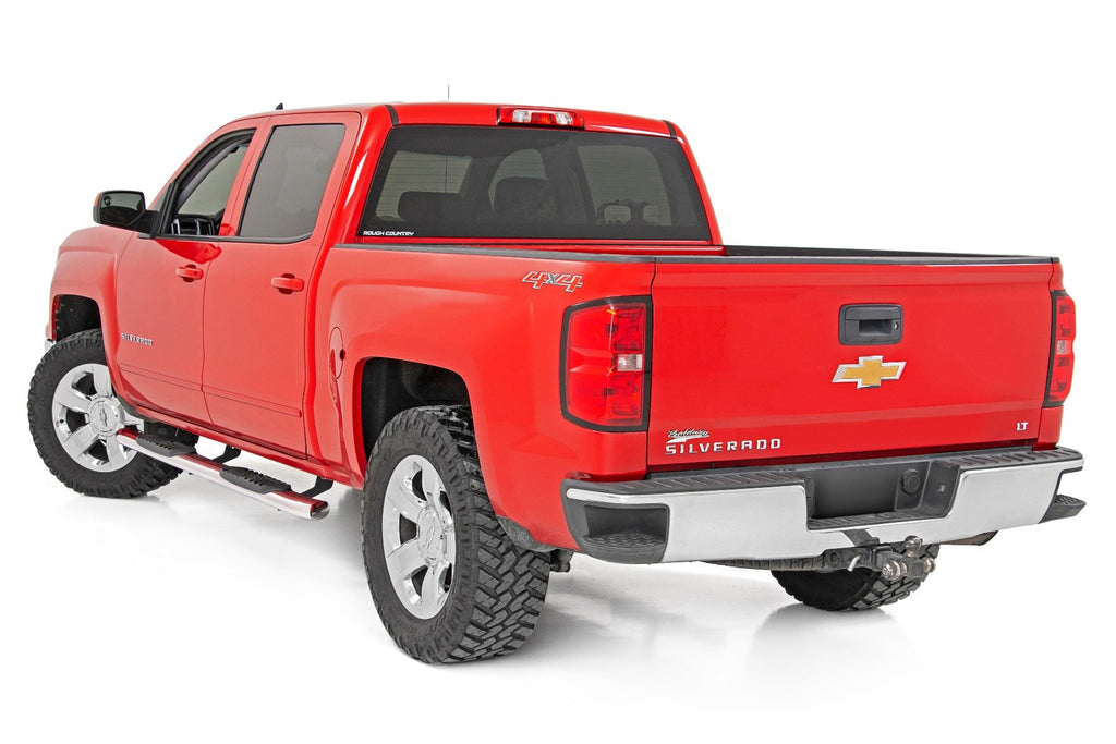 Rough Country Oval Steps - Stainless - Crew Cab - DEF Tank - Chevy GMC 1500 2500HD 3500HD (07-19)