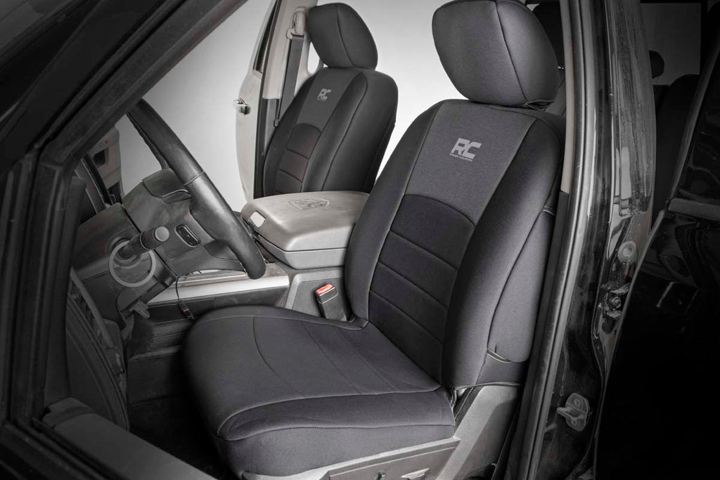Rough Country Seat Covers - FR Bucket RR W Arm Rest - Ram 1500 (09-18) 2500 (10-18)