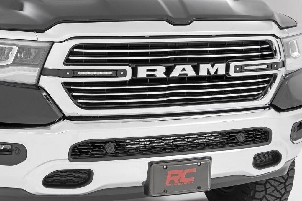 Rough Country - Dual 6 Inch LED Grille Kit - Chrome Slimline - Ram 1500 2WD/4WD (19-23) - 70784