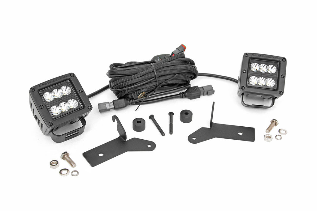 Rough Country - LED Light - Hinge Mnt - 2" Black Pair - Jeep Gladiator JT/Wrangler 4xe/Wrangler JL (18-23) - 70052