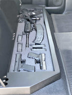 Lockable storage box designed for 2014-2021 Toyota Tundra CrewMax installed under the rear seat