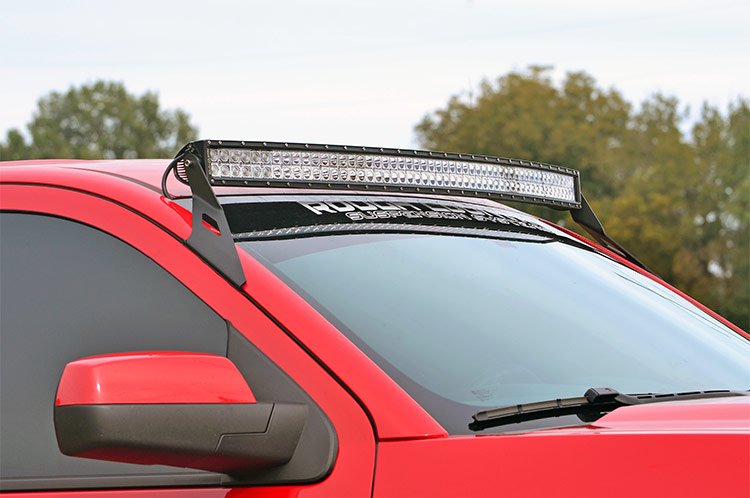 Rough Country - LED Light Mount - Upper Windshield - 54" Curved - Chevy/GMC SUV 1500 (15-20) - 70514B