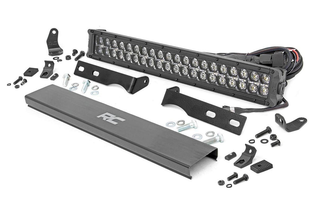 Rough Country - LED Light - Bumper Mount - 20" Black Dual Row- Amber DRL - Jeep Grand Cherokee WK2 (11-20) - 70773DRLA