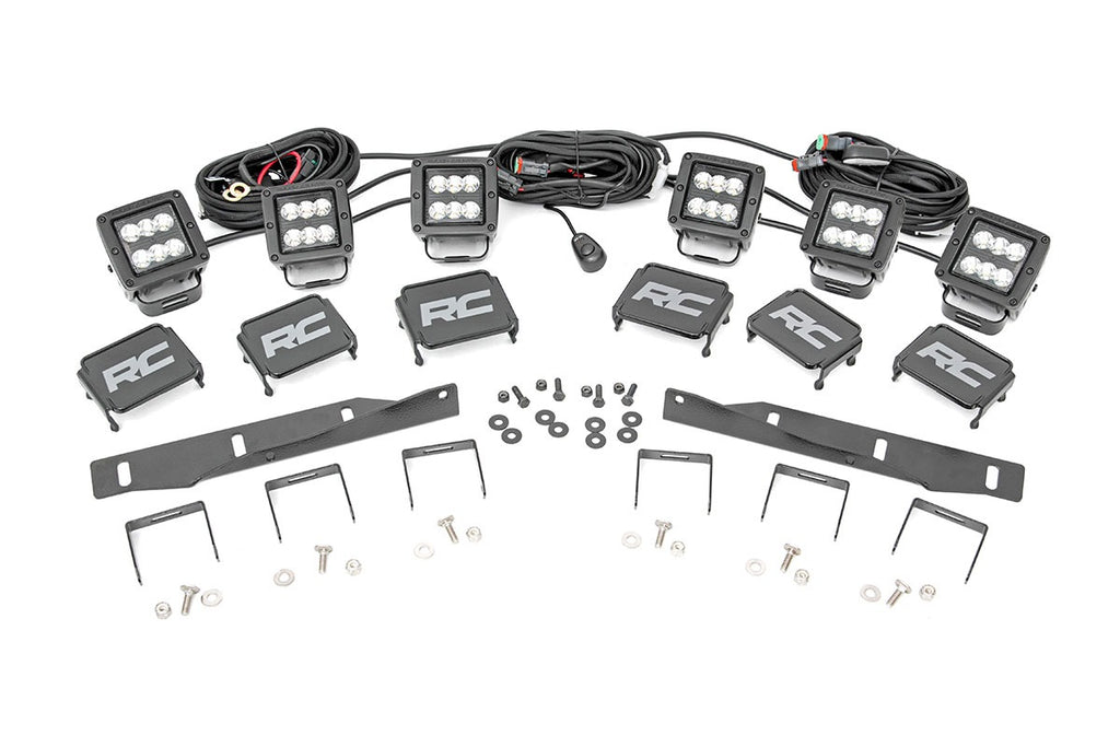 Rough Country - LED Light - Fog Mount - Triple 2" Black Pair - Ford Raptor (17-20) - 70700