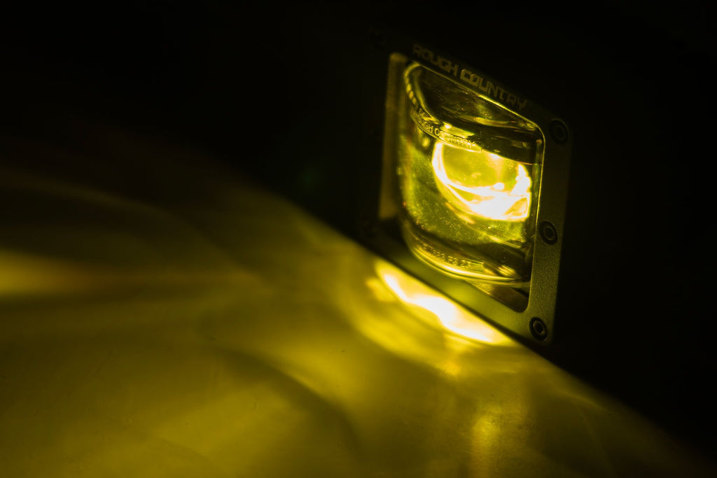 Rough Country - Black Series LED Light Pair - 2 Inch - SAE Fog - Yellow - 70907A