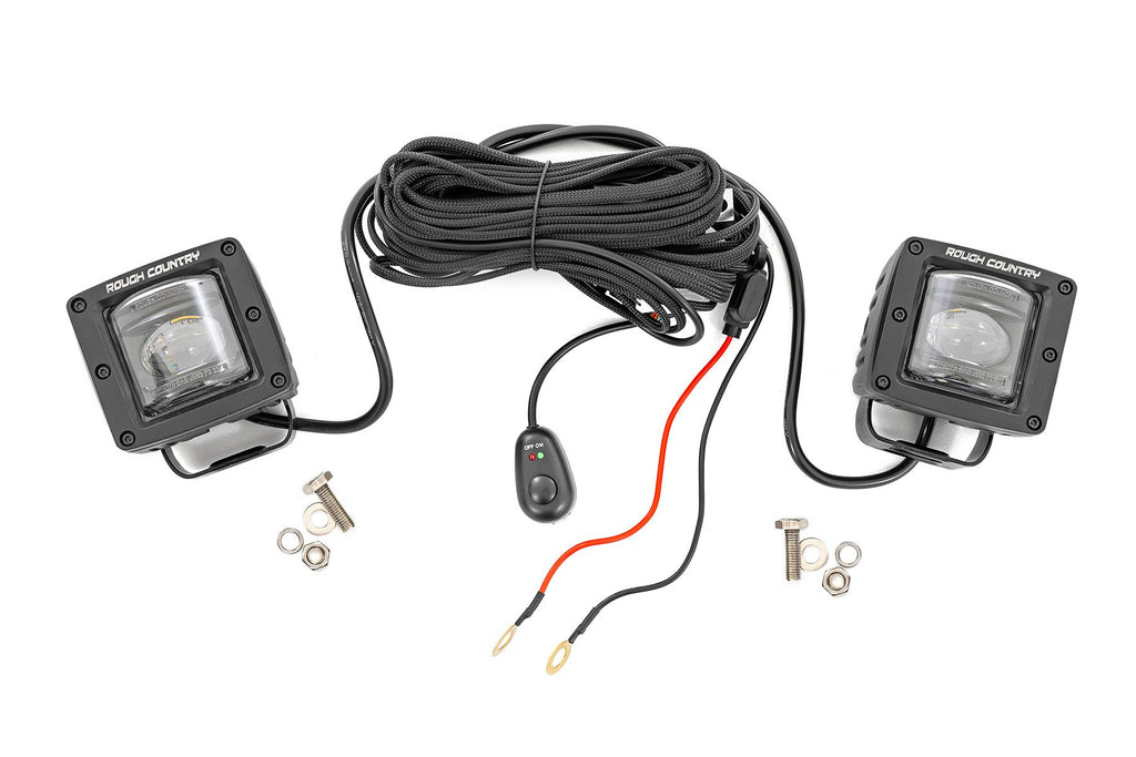 Rough Country - Black Series LED Light Pair - 2 Inch - SAE Fog - Yellow - 70907A