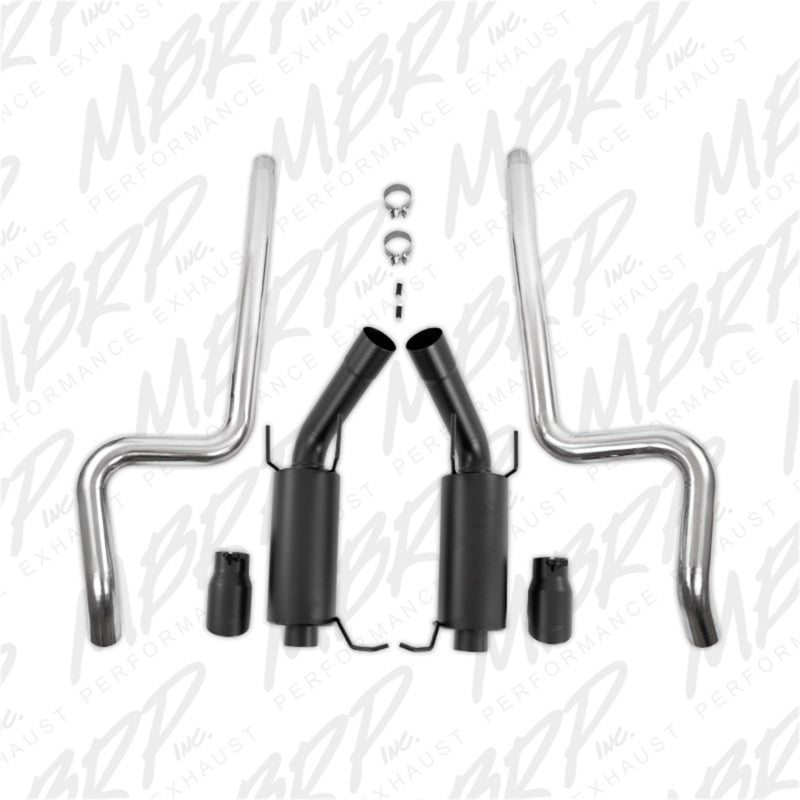 MBRP Ford Mustang GT 5.0L 3in Cat Back Dual Split Rear Street Version 4in Tips - Black