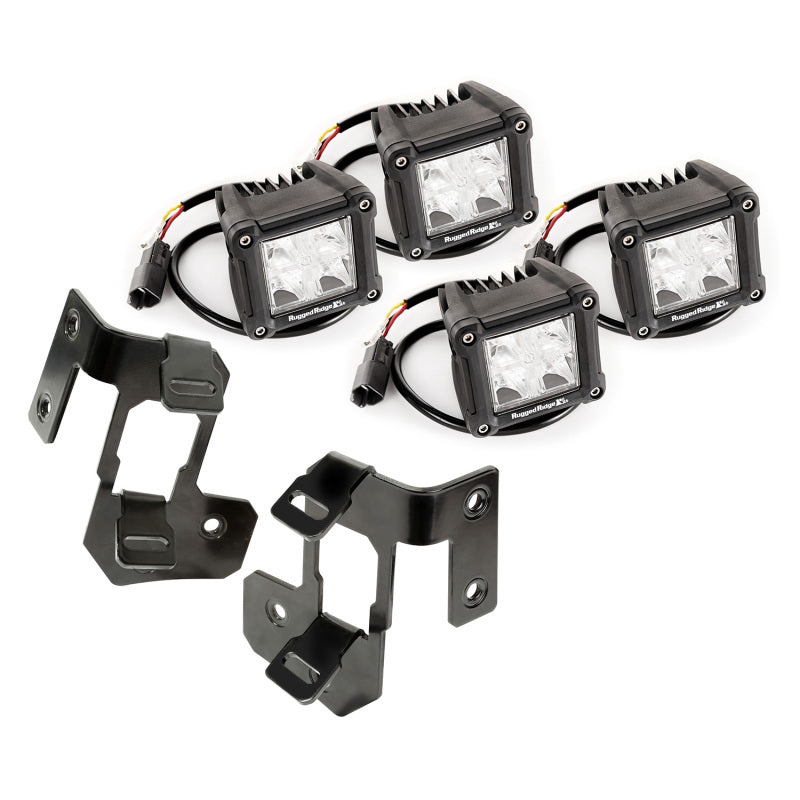 Rugged Ridge Jeep Wrangler JK Black Dual Cube A-Pillar Light Mount Kit