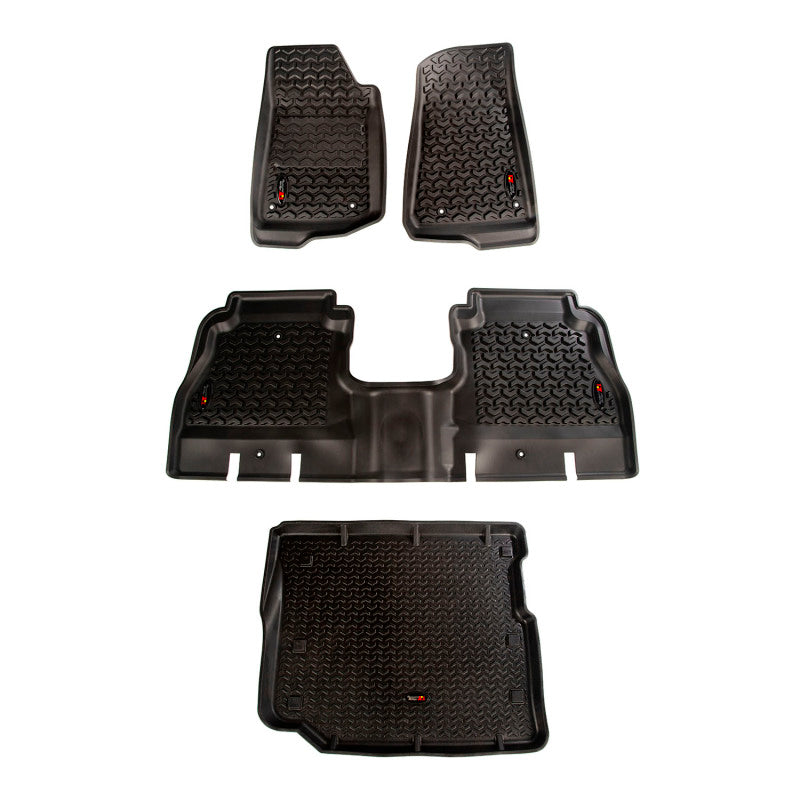 Rugged Ridge Floor Liner Front/Rear/Cargo Black Jeep Wrangler JL 4 Dr (Excl. 4XE Models)