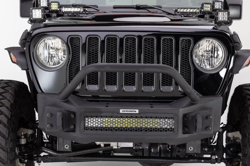 Go Rhino Jeep Wrangler JL/JLU/JK/JKU/Gladiator JT Rockline Front Stubby Bumper w/ Overrider
