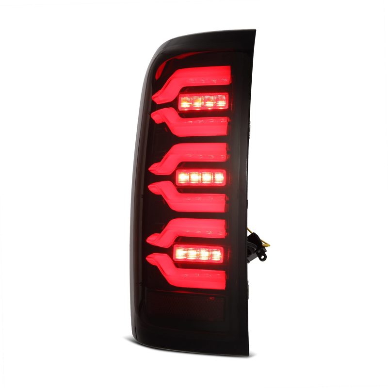 AlphaRex 14-19 Chevy Silverado 1500 Luxx-Series LED Tail Lights Black/Red w/Activ Light/Seq Signal