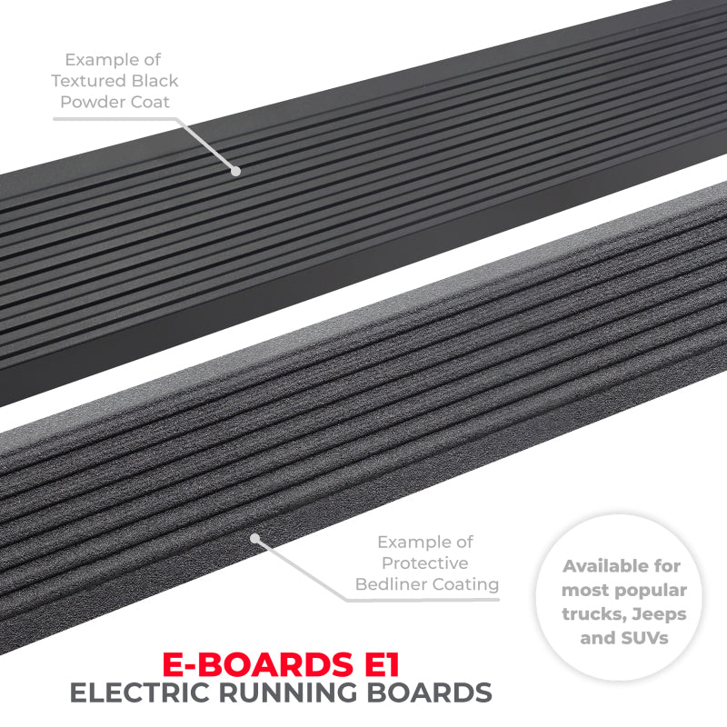 Go Rhino Jeep Gladiator 4dr E-BOARD E1 Electric Running Board Kit - Bedliner Coating