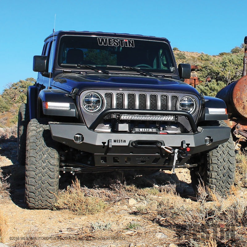 Westin 18+ Jeep Wrangler JL WJ2 Full Width Front Bumper w/Bull Bar Textured Black