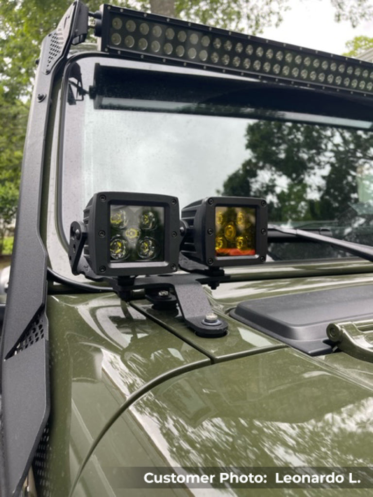 Go Rhino Jeep Wrangler JL/JLU/Gladiator JT Light Mount - Two 3in Cubes