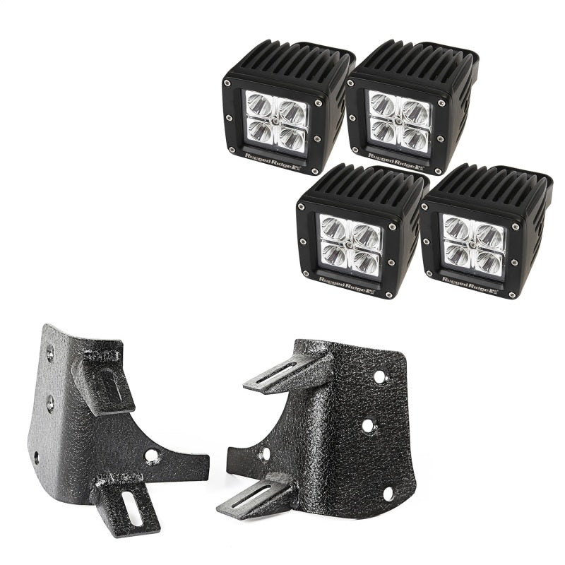 Rugged Ridge Jeep Wrangler TJ/LJ 3in Square Dual A-Pillar LED Kit