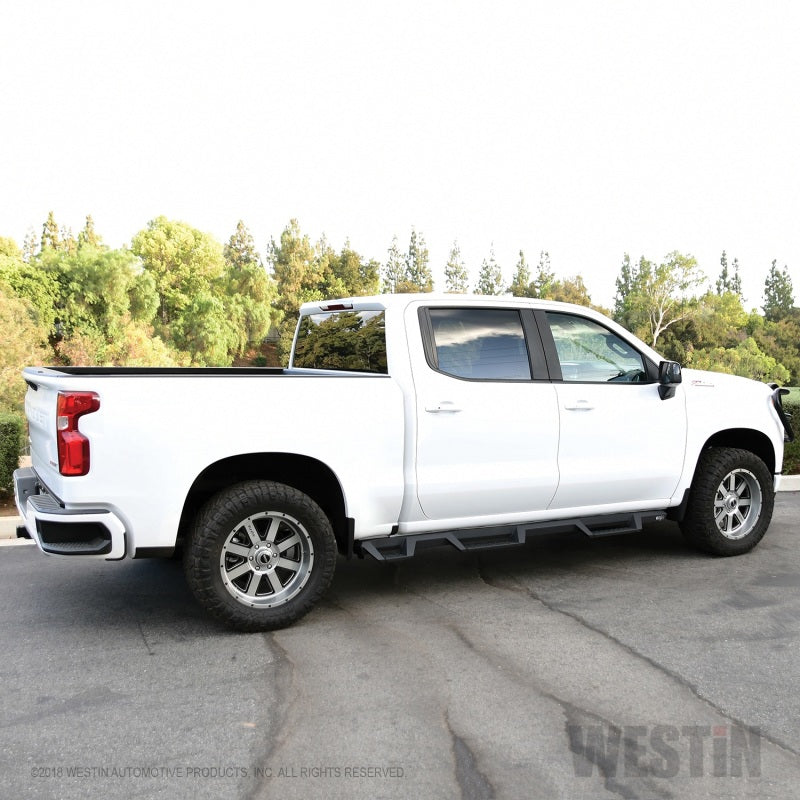 Westin Chevrolet Silverado/Sierra 1500 (5.5ft) Drop Wheel to Wheel Nerf Step Bars - Txt Black