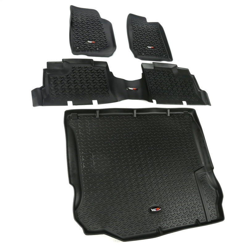 Rugged Ridge Floor Liner Front/Rear/Cargo Black  Jeep Wrangler Unlimited JK 4 Dr