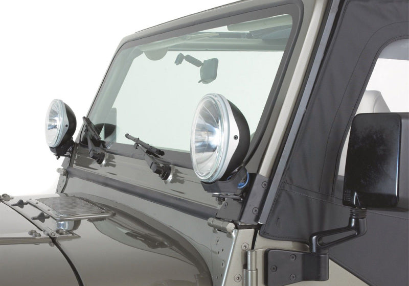 Rampage Jeep CJ5 Windshield Hinge Light Bracket - Black