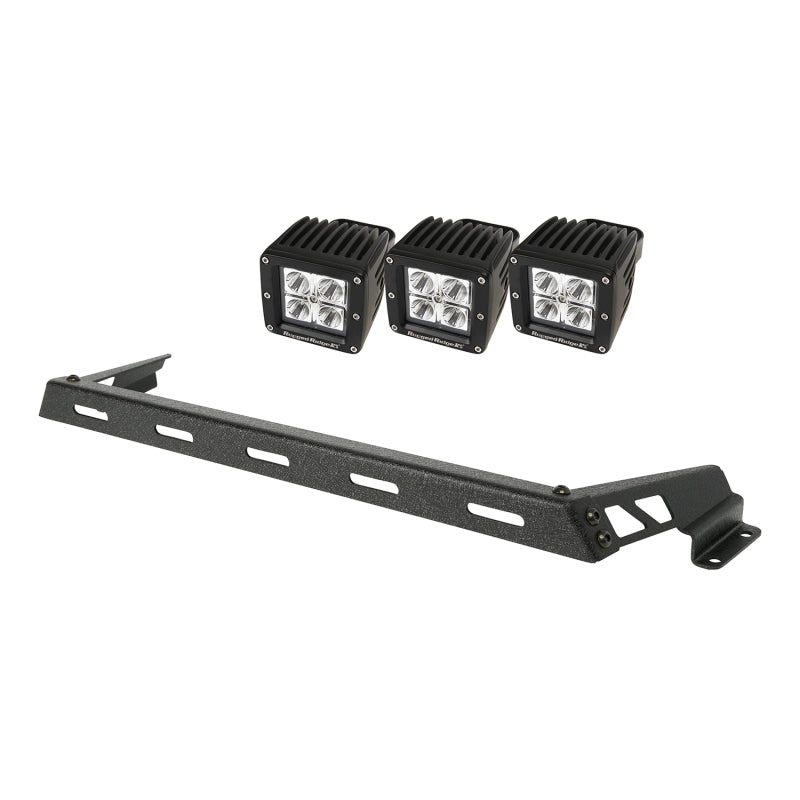 Rugged Ridge Jeep Wrangler JK Black 3 Sqaure LED Hood Mounted Light Bar Kit