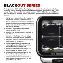 Load image into Gallery viewer, Go Rhino Xplor Blackout Series Cube LED Spot Light Kit (Surface/Threaded Stud Mnt) 3x3 - Blk (Pair)