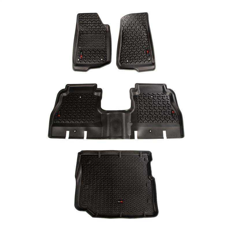 Rugged Ridge Floor Liner Front/Rear/Cargo Black Jeep Wrangler JL 4 Dr (Excl. 4XE Models)