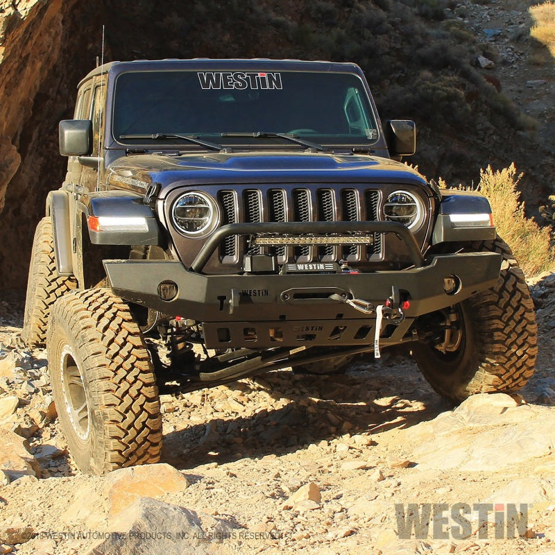 Westin 18+ Jeep Wrangler JL WJ2 Full Width Front Bumper w/Bull Bar Textured Black