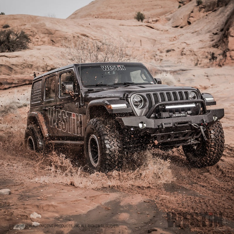 Westin 18+ Jeep Wrangler JL WJ2 Full Width Front Bumper w/Bull Bar Textured Black
