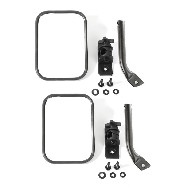 Rugged Ridge Jeep Wrangler Textured Black Rectangular Stubby Trail Mirror Kit
