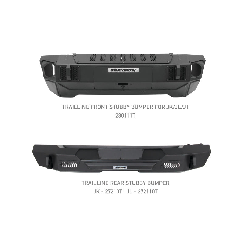 Go Rhino Jeep Wrangler JL/JLU/JK/JKU/Gladiator JT Trailline Front Stubby Bumper