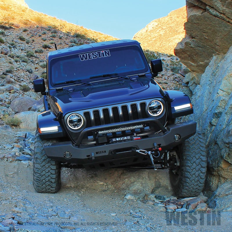 Westin 18+ Jeep Wrangler JL WJ2 Full Width Front Bumper w/Bull Bar Textured Black