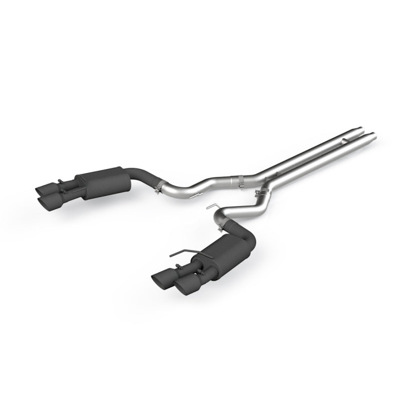 MBRP Ford Mustang GT 5.0 3in Dual Split Rear Cat Back w/ Quad 4in Dual Wall Tips- Black Coated
