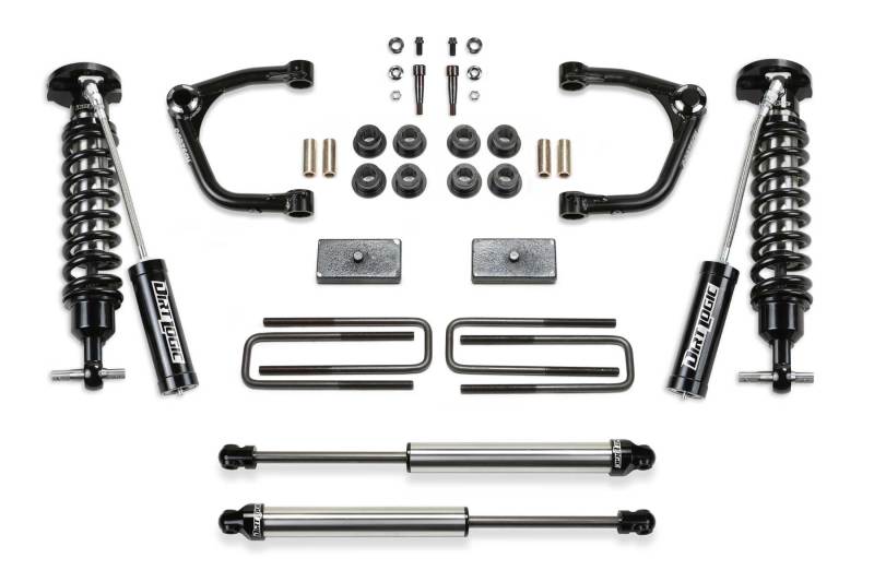 Fabtech 19+ GM C/K1500 P/U Diesel 3in Uniball UCA Sys w/Dl 2.5 Resi & 2.25