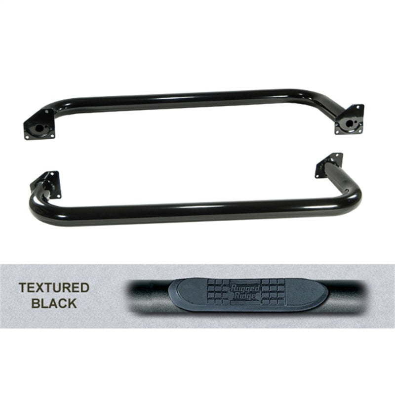Rugged Ridge 3-In Round Side Step Black TJ