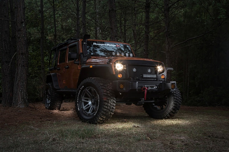 Rugged Ridge Jeep Wrangler JK White 4-Piece LED Rock Light Kit