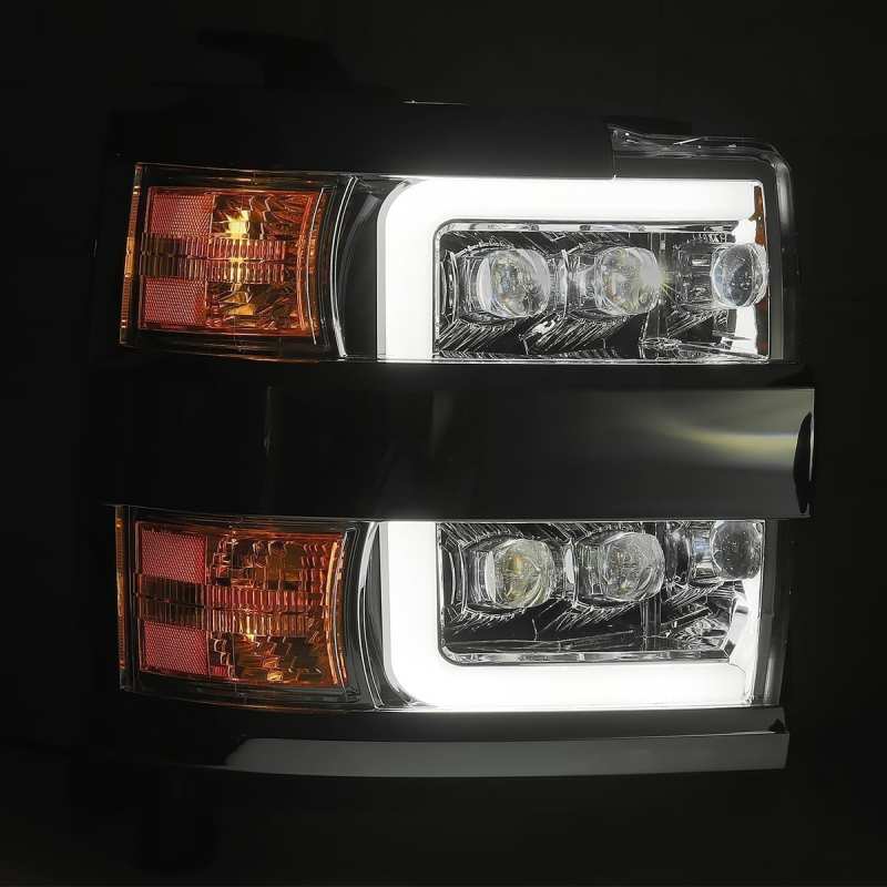 AlphaRex 15-19 Chevy 2500HD NOVA LED Proj Headlight Plank Style Jet Blk w/Activ Light/Seq Signal/DRL
