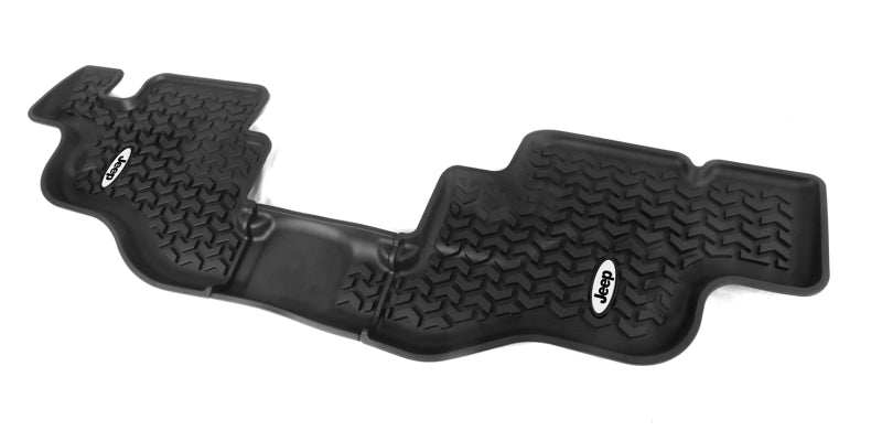 Rugged Ridge Floor Liner Rear Black Jeep Logo CJ-7 Jeep Wrangler YJ