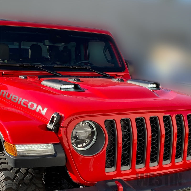 Westin 18+ Jeep Wrangler JL 2dr LED Hood Scoops - Textured Black