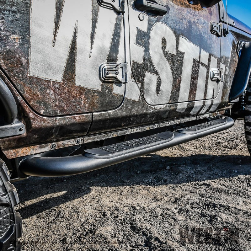 Westin 18+ Jeep Wrangler JLU 4dr Platinum 4 Oval Nerf Step Bars - Tex. Blk