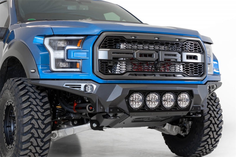 Addictive Desert Designs 17+ Ford F-150 Raptor Bomber Front Bumper w/ 4 Rigid 360 6in Round Mounts