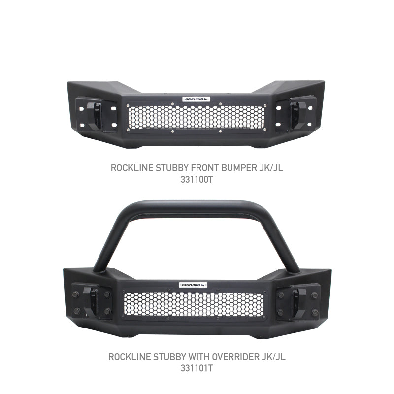 Go Rhino Jeep Wrangler JL/JLU/JK/JKU/Gladiator JT Rockline Front Stubby Bumper