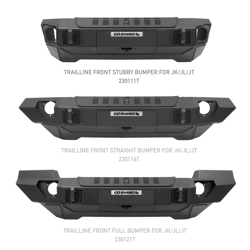 Go Rhino Jeep Wrangler JL/JLU/JK/JKU/Gladiator JT Trailline Front Stubby Bumper