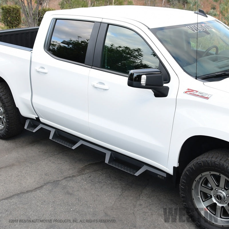 Westin Chevrolet Silverado/Sierra 1500 (5.5ft) Drop Wheel to Wheel Nerf Step Bars - Txt Black