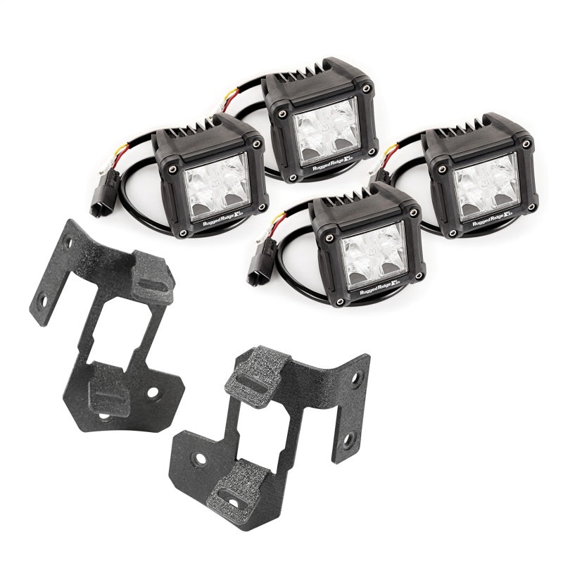 Rugged Ridge Jeep Wrangler JK Textured Black Dual Cube A-Pillar Light Mount Kit