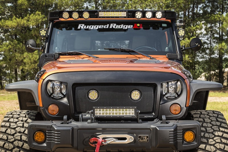 Rugged Ridge Jeep Wrangler JK/JKU Textured Black Elite Headlight Euro Guards