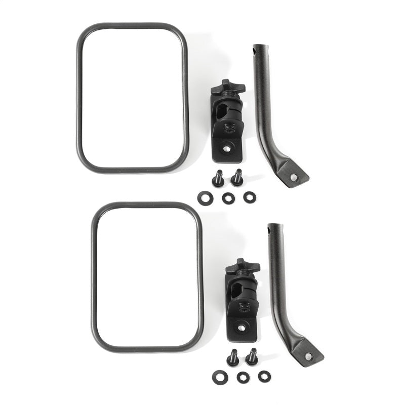Rugged Ridge Jeep Wrangler Textured Black Rectangular Stubby Trail Mirror Kit