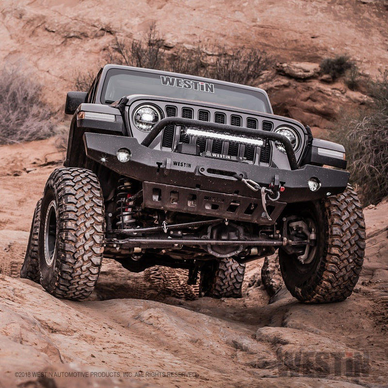 Westin 18+ Jeep Wrangler JL WJ2 Full Width Front Bumper w/Bull Bar Textured Black