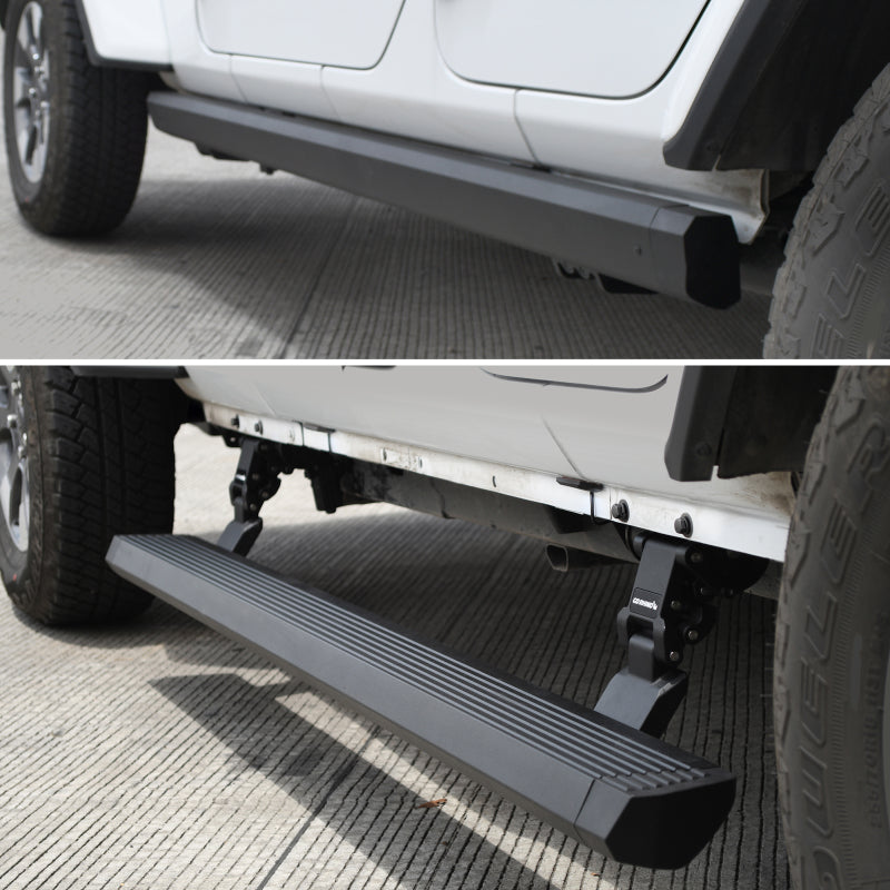 Go Rhino Jeep Wrangler 4dr E-BOARD E1 Electric Running Board Kit (Drilling Req.) - Tex. Blk