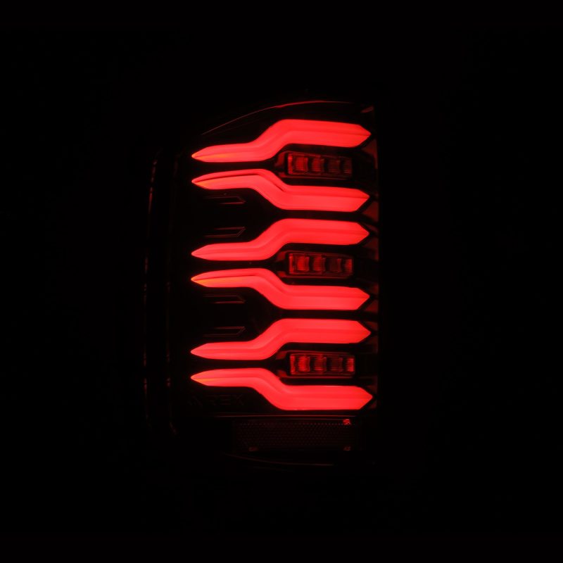 AlphaRex 14-19 Chevy Silverado 1500 Luxx-Series LED Tail Lights Alpha-Black w/Activ Light/Seq Signal